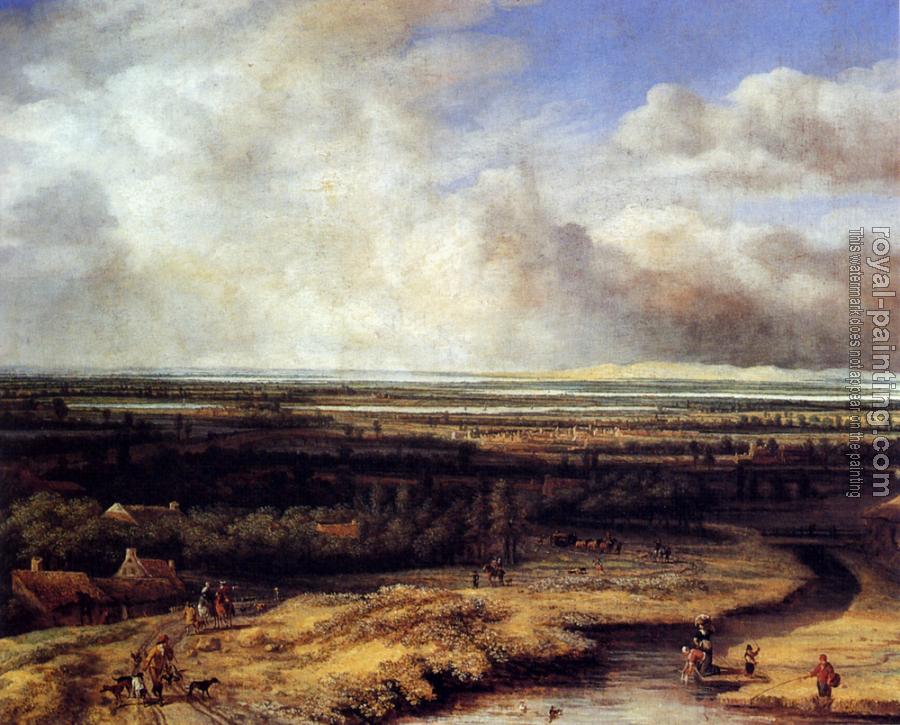 Philips Koninck : An Extensive Landscape With A Hawking Party